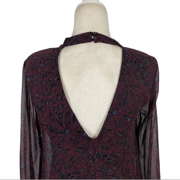 ASTR the Label Women's Long Sleeve Floral Chiffon Backless Dress Chiffon  Small - Picture 7 of 11